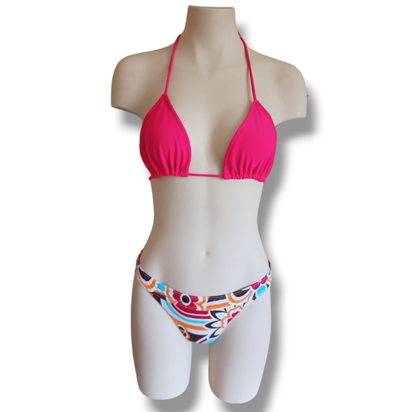 💥 Women's Pink Classic Halter Triangle Bikini Bra Top - Picture 10 of 16